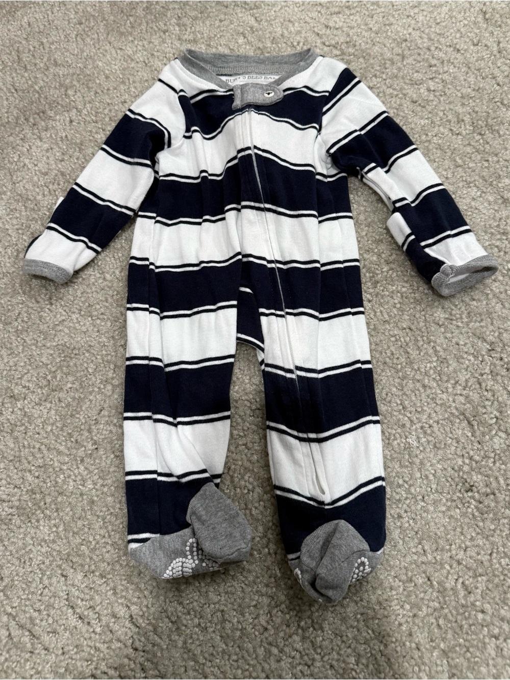 Burt’s bees baby Classic Navy & White Striped Baby One-Piece newborn